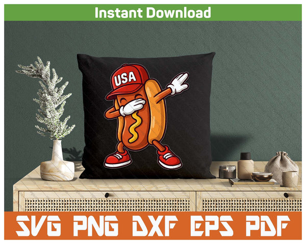 Funny Dabbing Hotdog American Flag Independence Day SVG PNG