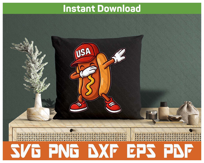 Funny Dabbing Hotdog American Flag Independence Day SVG PNG