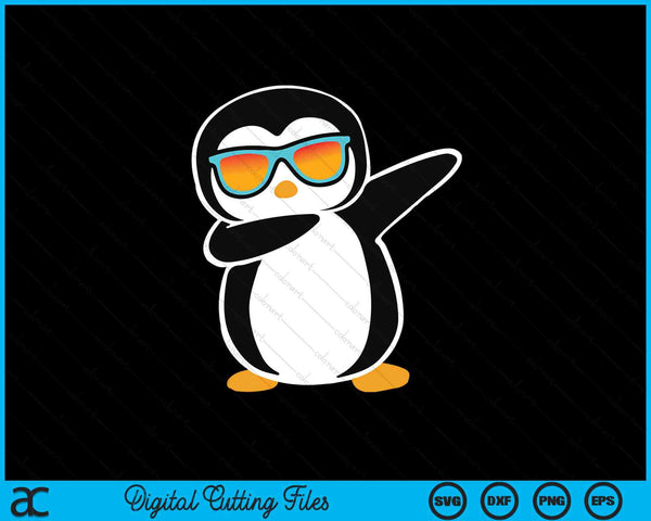 Dabbing penguin cute animal birthday party SVG cut file
