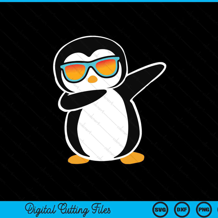 Dabbing penguin cute animal birthday party SVG cut file