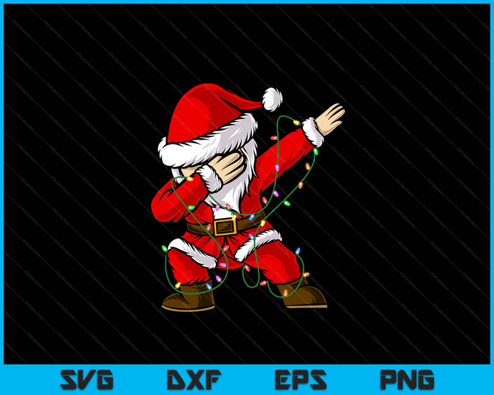 Dabbing Santa Xmas Lights Girls Boys Kids Christmas SVG PNG Digital Printable Files