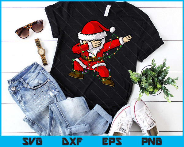 Dabbing Santa Xmas Lights Girls Boys Kids Christmas SVG PNG Digital Printable Files