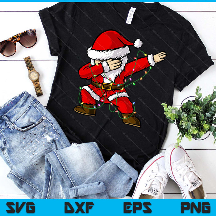 Dabbing Santa Xmas Lights Girls Boys Kids Christmas SVG PNG Digital Printable Files