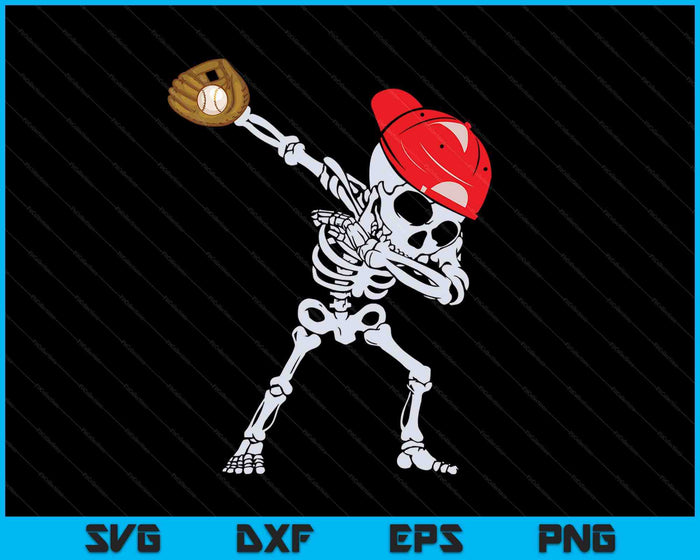 Dabbing Skeleton Baseball Halloween Player Catcher Pitcher SVG PNG Digital Cutting File