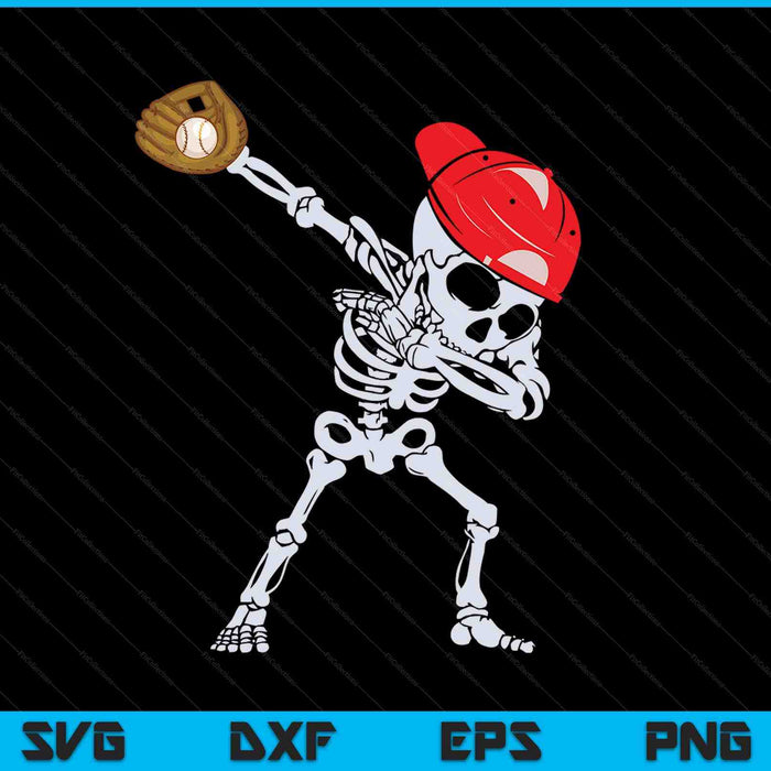 Dabbing Skeleton Baseball Halloween Player Catcher Pitcher SVG PNG Archivo de corte digital