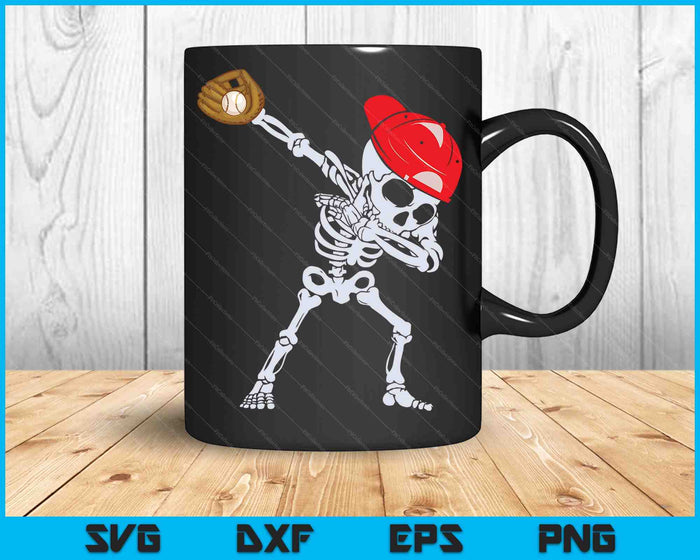 Dabbing Skeleton Baseball Halloween Player Catcher Pitcher SVG PNG Archivo de corte digital