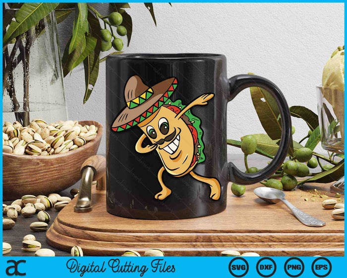 Dabbing Taco Cinco de Mayo Funny Mexican Food Dab SVG PNG Digital Cutting Files