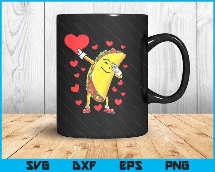 Dabbing Taco Valentines Day Heart Boys Girls Love Funny Food SVG PNG Digital Printable Files