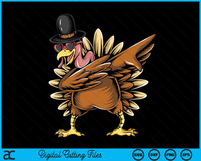 Dabbing Turkey Thanksgiving Day Pilgrim SVG PNG Digital Cutting Files
