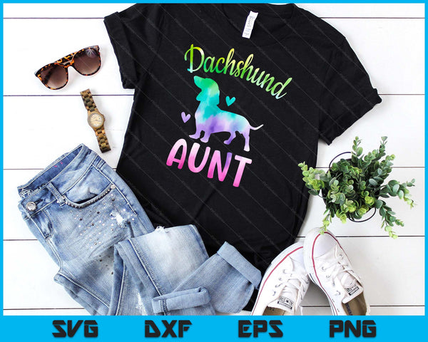 Dachshund Aunt Colorful Doxie Gifts Dog Mom SVG PNG Digital Cutting Files