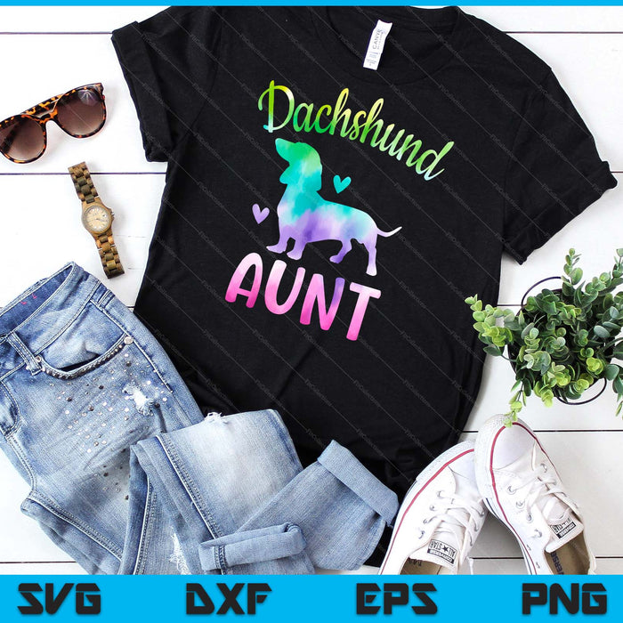 Dachshund Aunt Colorful Doxie Gifts Dog Mom SVG PNG Digital Cutting Files