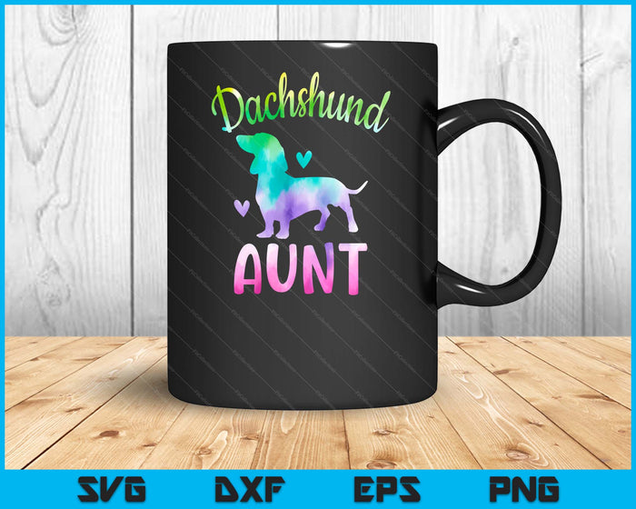 Dachshund Aunt Colorful Doxie Gifts Dog Mom SVG PNG Digital Cutting Files