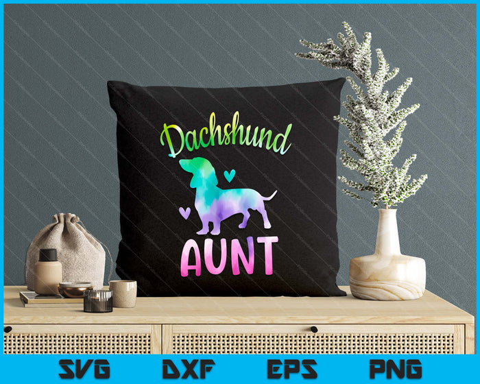 Dachshund Aunt Colorful Doxie Gifts Dog Mom SVG PNG Digital Cutting Files