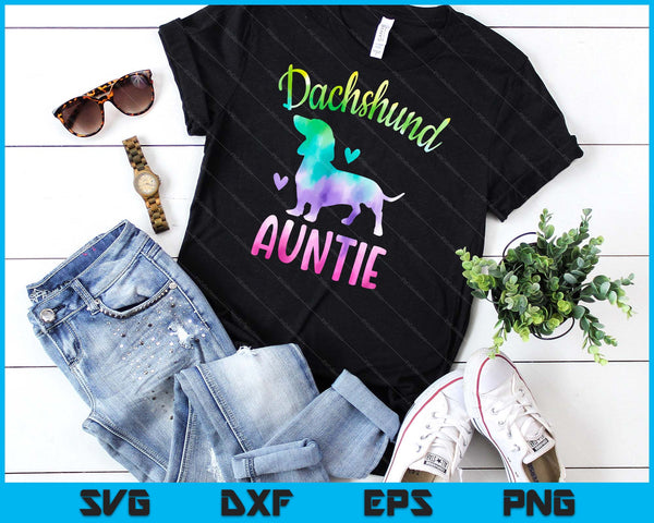 Dachshund Auntie Colorful Doxie Gifts Dog Mom SVG PNG Digital Cutting Files