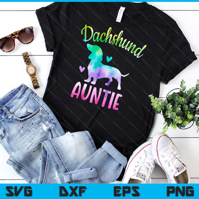 Dachshund Auntie Colorful Doxie Gifts Dog Mom SVG PNG Digital Cutting Files