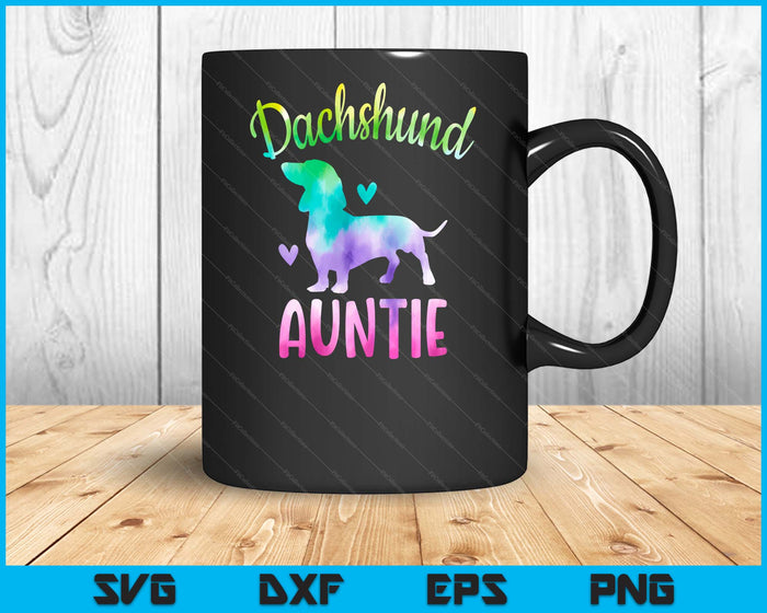 Dachshund Auntie Colorful Doxie Gifts Dog Mom SVG PNG Digital Cutting Files