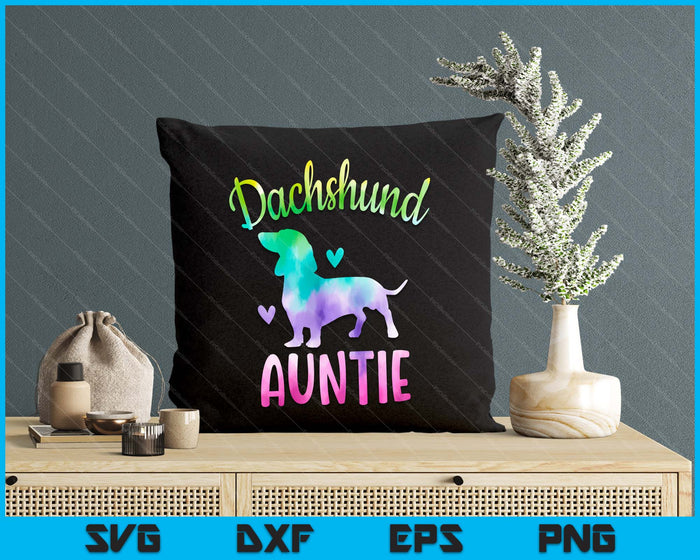 Dachshund Auntie Colorful Doxie Gifts Dog Mom SVG PNG Digital Cutting Files