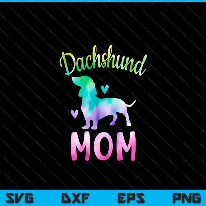 Dachshund mom colorful doxie dog mom SVG PNG cut file for Cricut