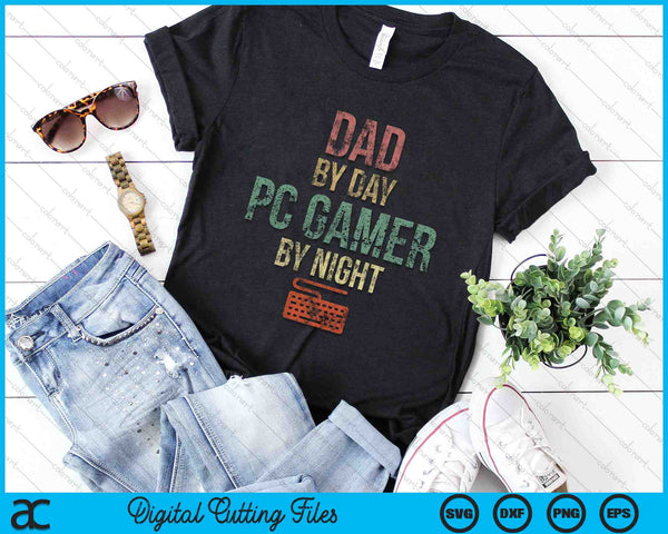 Papa overdag Gamer By Night Funny Gaming SVG PNG digitale snijbestanden