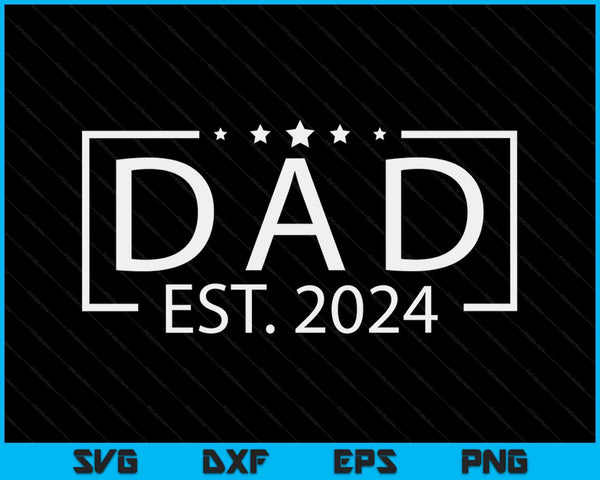 Papa Est. 2024 gepromoveerd tot papa 2024 Happy Father's Day SVG PNG digitale afdrukbare bestanden