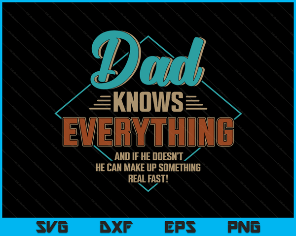 Dad Knows Everything Vintage For Father's Day SVG PNG Digital Cutting Files
