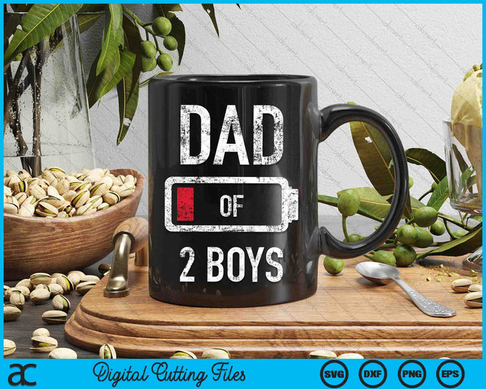 Dad Of 2 Two Boys Low Battery SVG PNG Digital Cutting Files