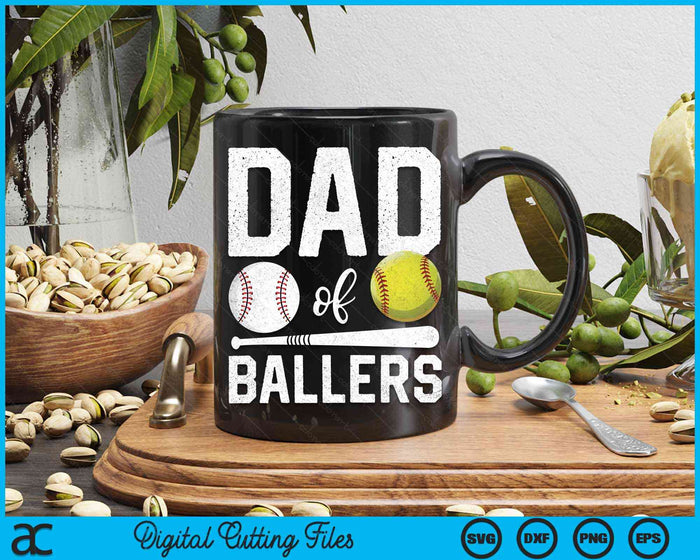 Papa van Ballers grappige honkbal softbal vaders dag SVG PNG digitale snijbestanden