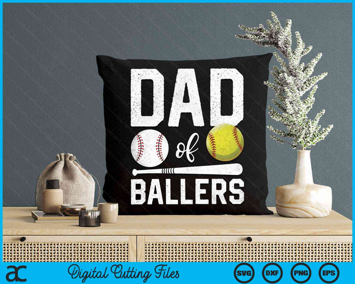 Papa van Ballers grappige honkbal softbal vaders dag SVG PNG digitale snijbestanden