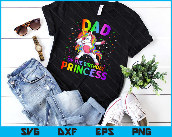 Papa van de verjaardag prinses meisje deppen Unicorn SVG PNG digitale snijbestanden