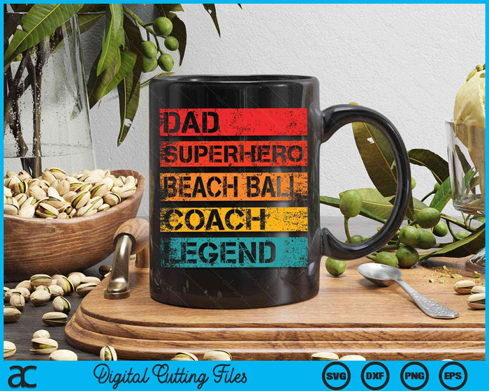 Dad Superhero Beach Ball Coach Legend Retro Design SVG PNG Digital Cutting Files