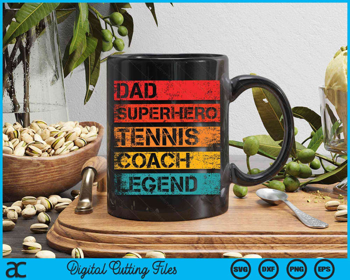 Dad Superhero Tennis Coach Legend Retro Design SVG PNG Digital Cutting Files