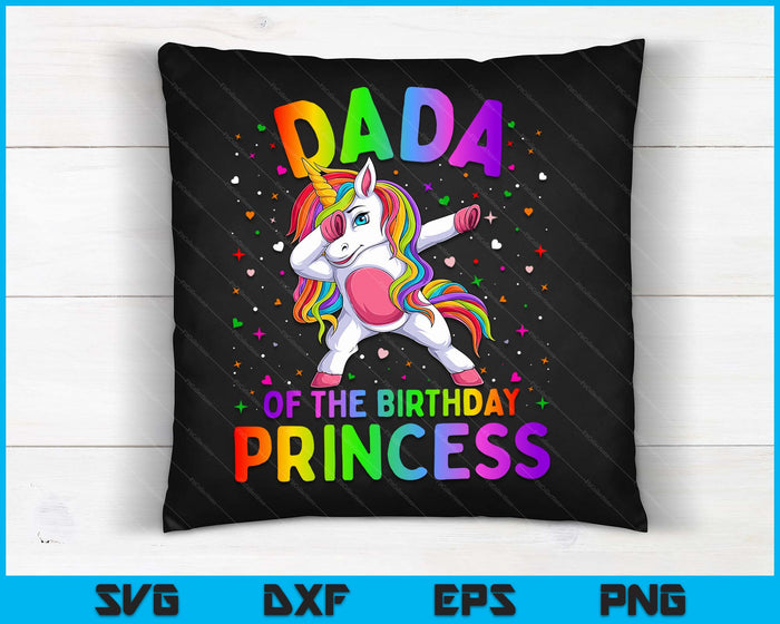 Dada van de verjaardag prinses meisje deppen Unicorn SVG PNG digitale snijbestanden