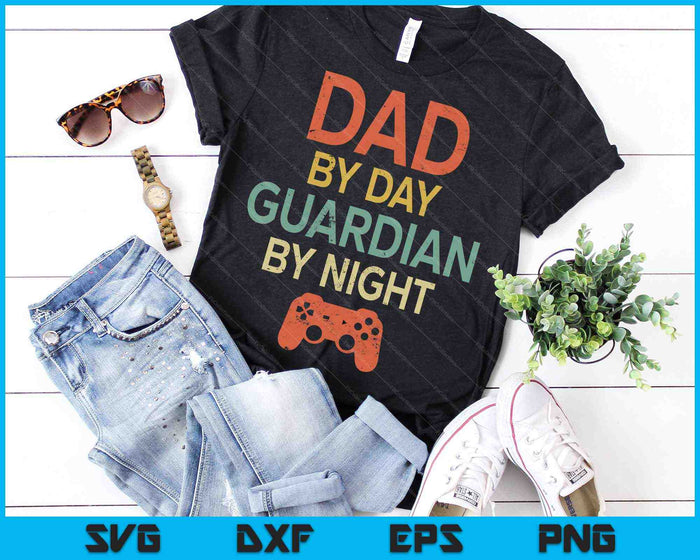 Papá de día Guardián de noche Hombres Gamer Papá SVG PNG Cortando archivos imprimibles