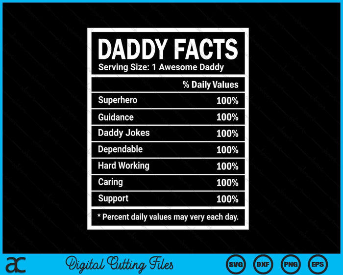 Daddy Facts Father's Day SVG PNG Digital Cutting Files