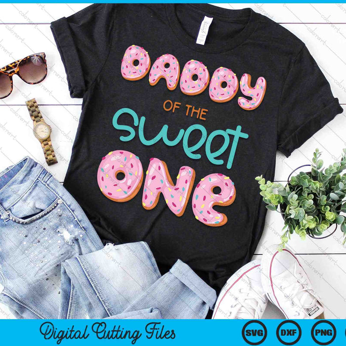 Papa van Sweet One eerste verjaardag familie donut thema SVG PNG digitale snijbestanden