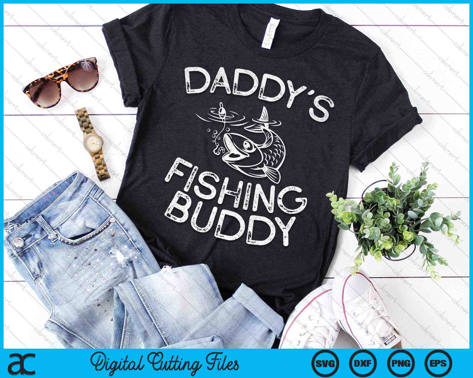 Daddy's Fishing Buddy Young Fisherman SVG PNG Cutting Files – creativeusarts
