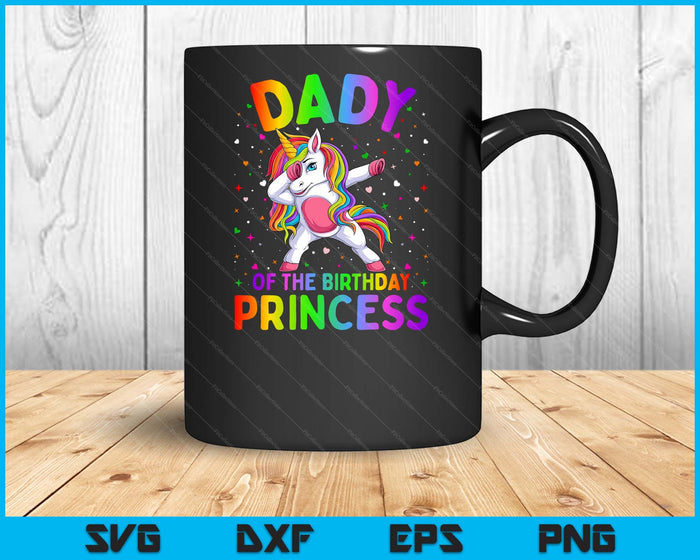 Papa van de verjaardag prinses meisje deppen Unicorn SVG PNG digitale afdrukbare bestanden