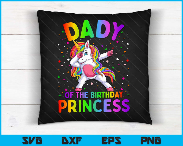 Papa van de verjaardag prinses meisje deppen Unicorn SVG PNG digitale afdrukbare bestanden