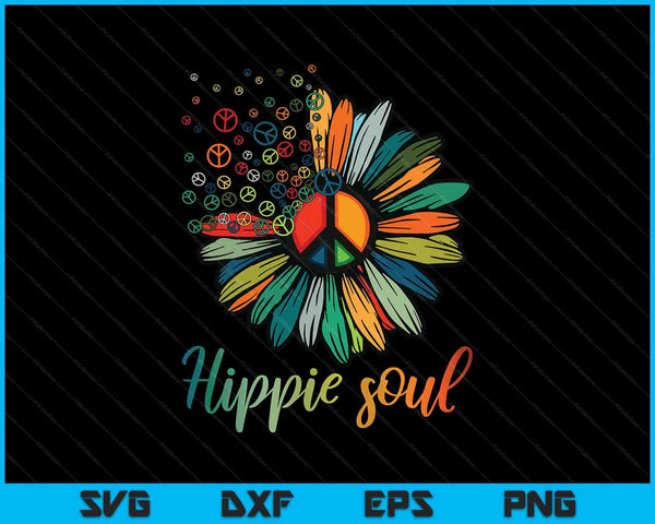 Daisy Peace Sign Hippie Soul SVG PNG Cortando archivos imprimibles