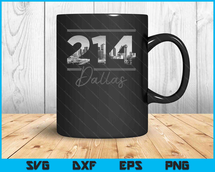 Dallas 214 Netnummer Skyline Texas Vintage SVG PNG Snijden afdrukbare bestanden