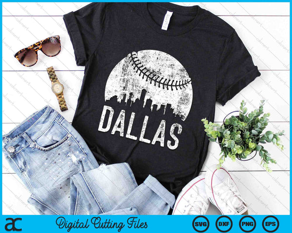 Dallas Skyline Vintage Dallas Baseball SVG PNG Digital Cutting Files