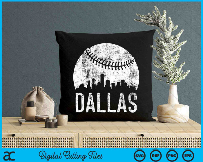 Dallas Skyline Vintage Dallas Baseball SVG PNG Digital Cutting Files