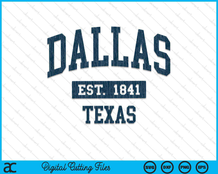 Dallas Texas TX Vintage Sports Design Navy Print SVG PNG Digital Cutting Files