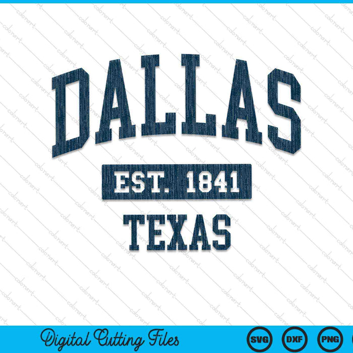 Dallas Texas TX Vintage Sports Design Navy Print SVG PNG Digital Cutting Files