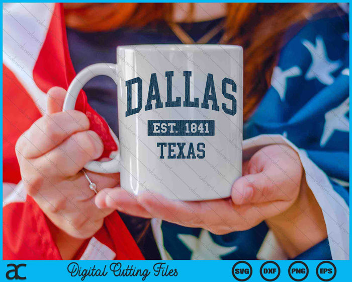 Dallas Texas TX Vintage Sports Design Navy Print SVG PNG Digital Cutting Files