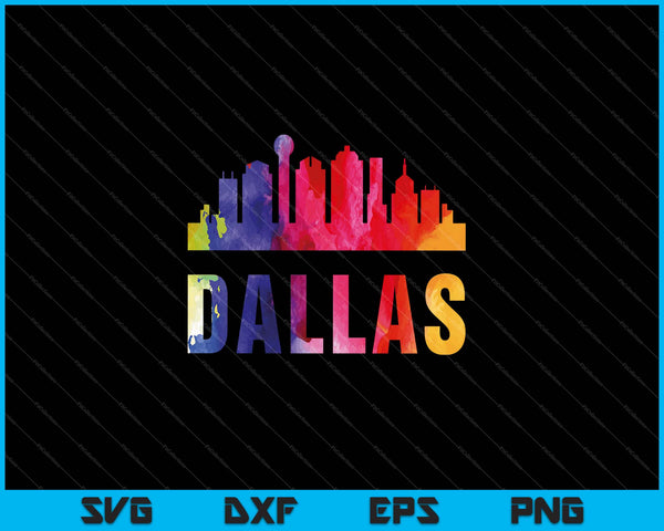 Dallas acuarela Skyline Home State souvenir SVG PNG cortando archivos imprimibles