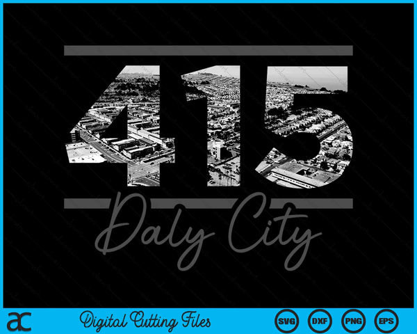 Daly City 415 Netnummer Skyline Californië Vintage SVG PNG digitale snijbestanden