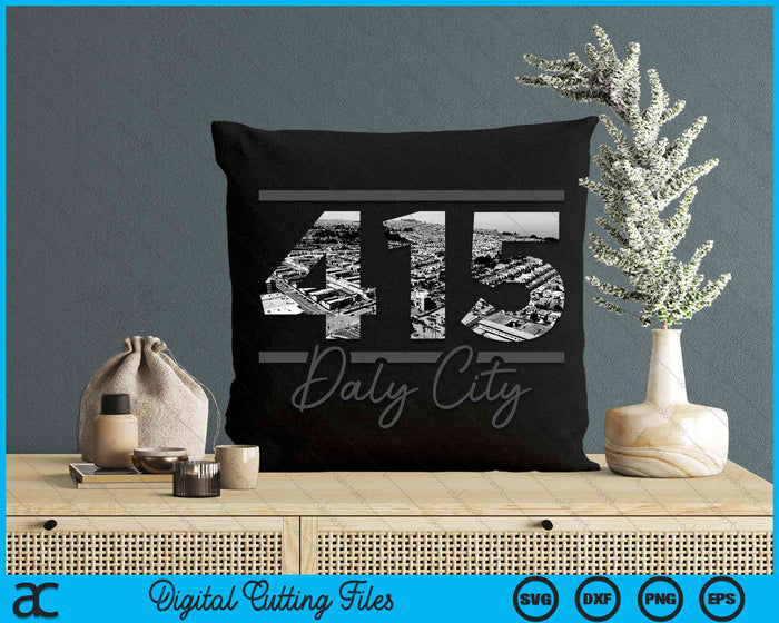 Daly City 415 Area Code Skyline California Vintage SVG PNG Digital Cutting Files
