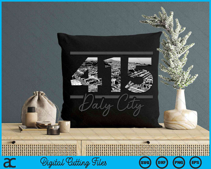 Daly City 415 Netnummer Skyline Californië Vintage SVG PNG digitale snijbestanden