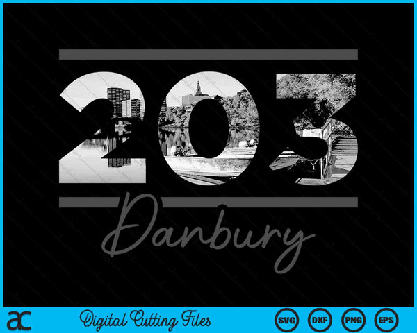 Danbury 203 Area Code Skyline Colorado Vintage SVG PNG Digital Cutting Files